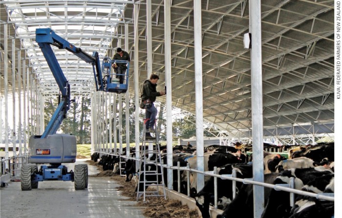 Uuden-Seelannin maitotiloilla on pitkään ollut vain laidunta ja lypsyasema. Ympäristösäädökset vaativat nyt maidontuottajia investoimaan karjasuojiin, jotta ravinnepäästöjä voidaan rajoittaa.